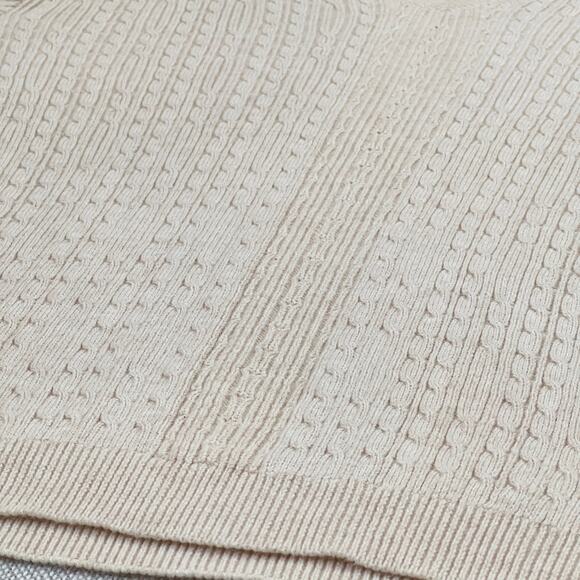 Wainscott Beige Cotton VNeck Pullover Sweater Long Sleeve Textured Knit Womens L - Picture 6 of 10